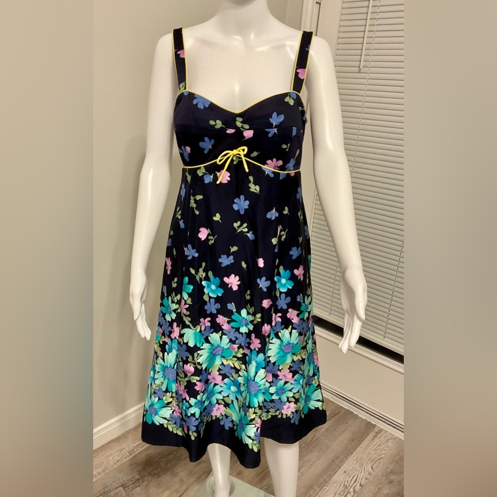 R&K Originals Navy Floral Sundress, size 10. Navy, purple, turquoise